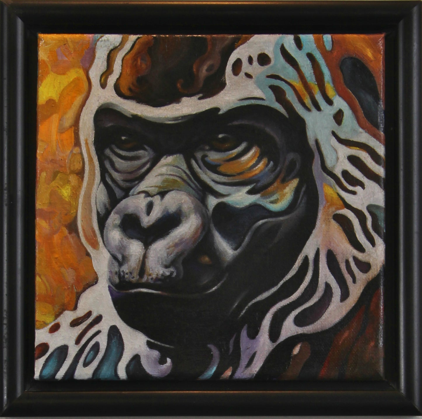 Gorilla Øystein – akrylmaleri av Berit Sviland | Galleri Drøbak