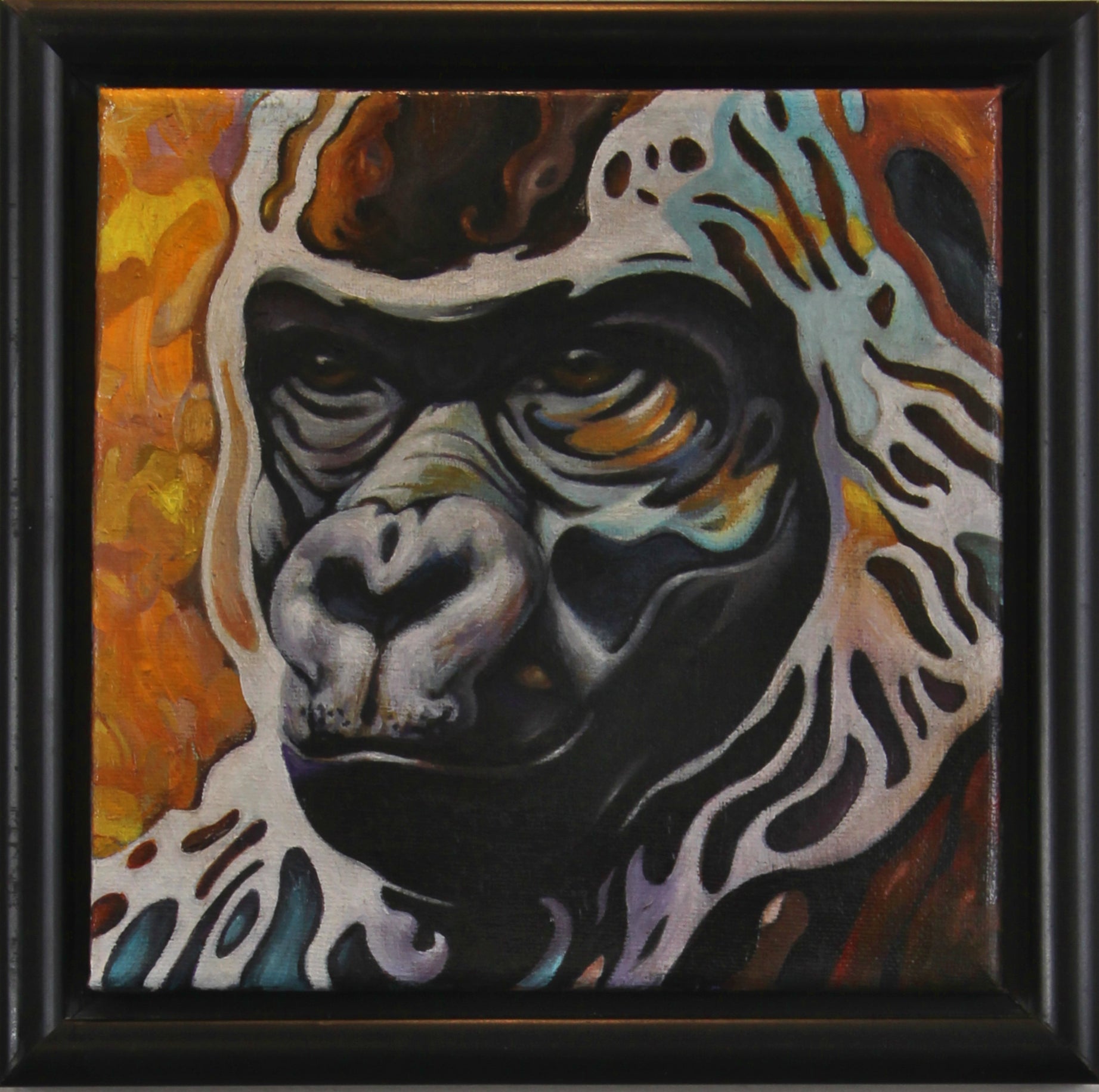 Gorilla Øystein – akrylmaleri av Berit Sviland | Galleri Drøbak