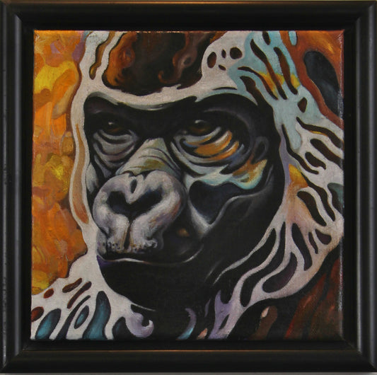 Gorilla Øystein – akrylmaleri av Berit Sviland | Galleri Drøbak