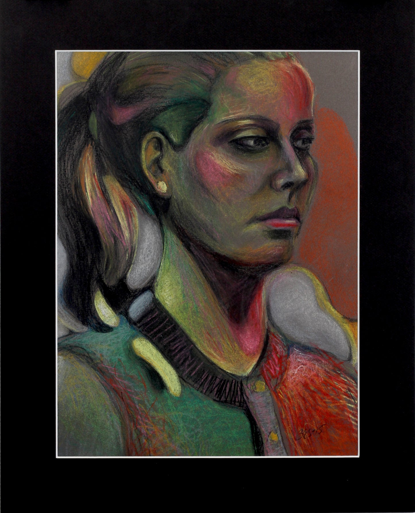 Det hun bærer – pastell tegning av Berit E. Sviland | Galleri Drøbak