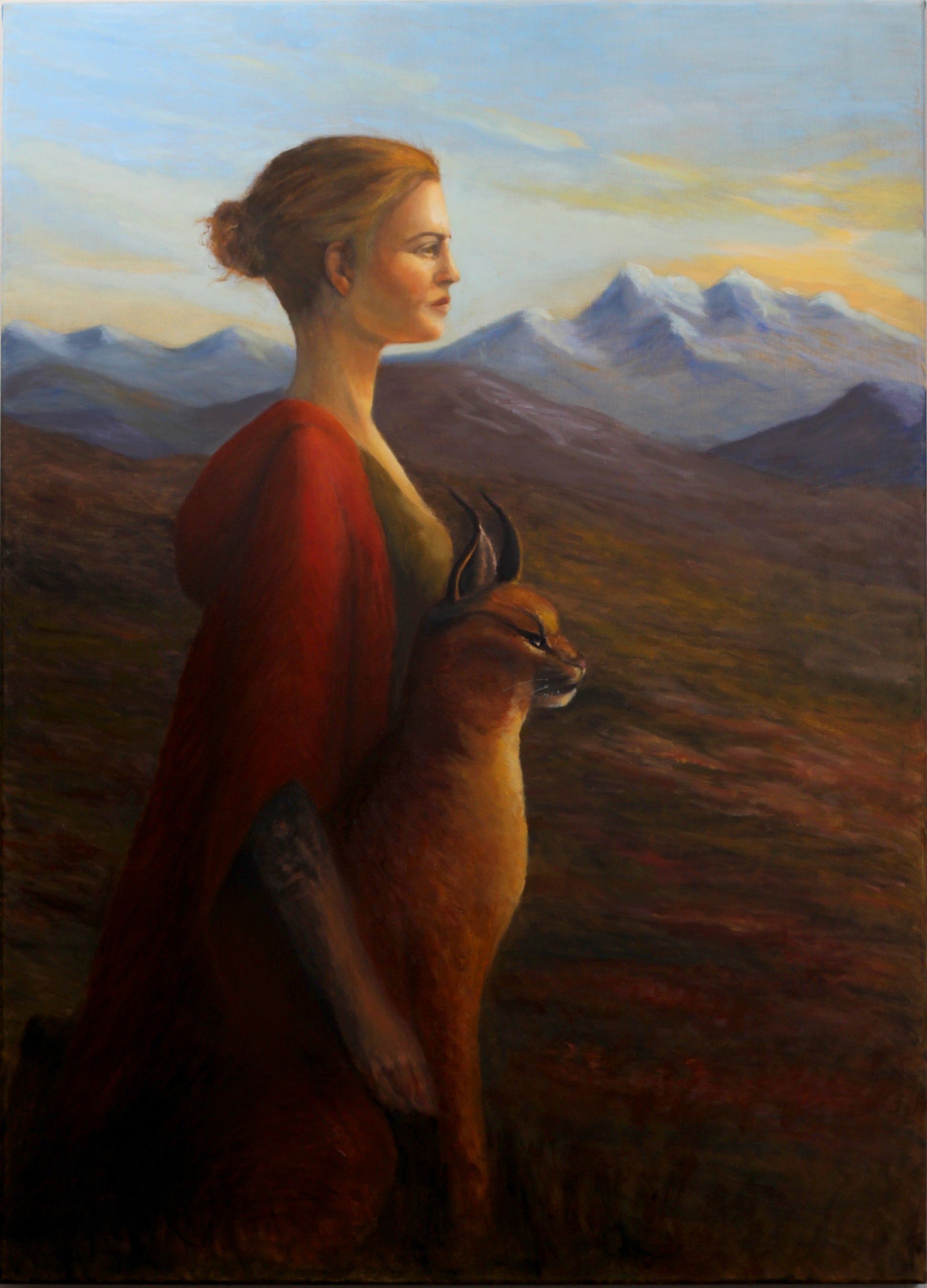 Kvinnen og karakalen – fine art trykk av Irene Olaussen | Galleri Drøbak