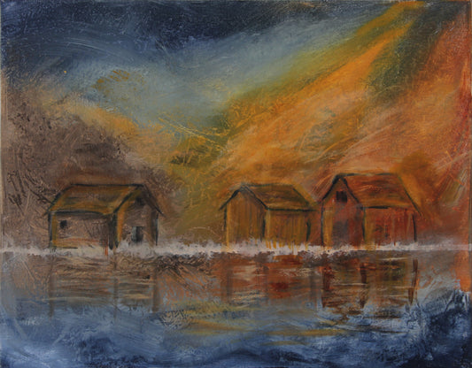 Ved fjorden – akrylmaleri av Linda Kolseth | Galleri Drøbak