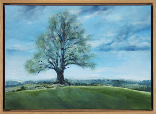 Eika som en gang var en ask, akryl på lerret, 70 x 50 cm. Originalt maleri tilgjengelig hos Galleri Drøbak."