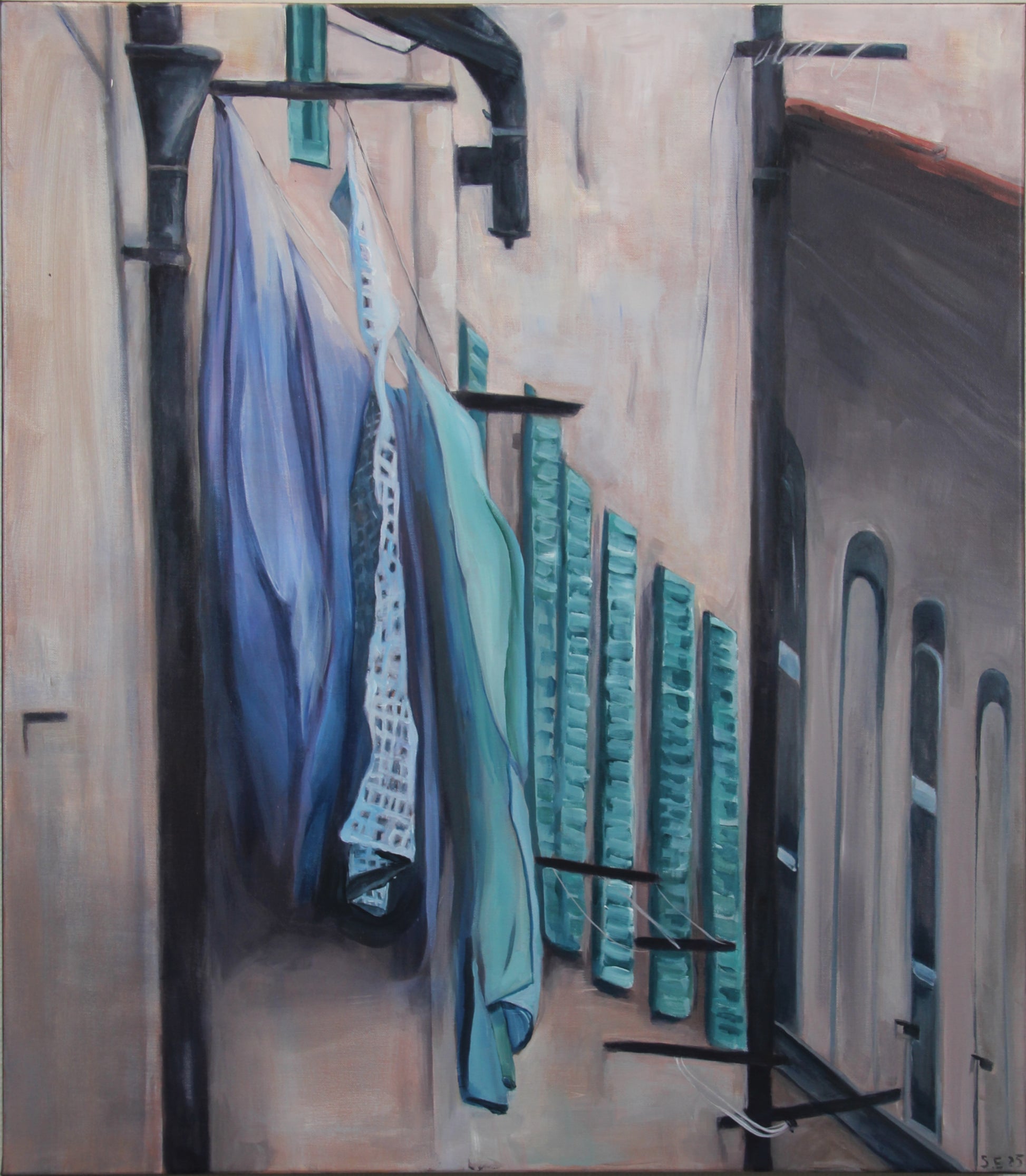 Linjene i lyset, akryl på lerret, 70 x 80 cm. Originalt maleri tilgjengelig hos Galleri Drøbak.
