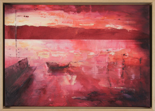 Lyset ved Torkildstranda, akryl på lerret, 70 x 50 cm. Originalt maleri tilgjengelig hos Galleri Drøbak.
