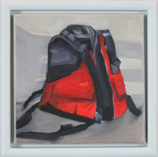 Trygghet på land, olje på lerret, 20x20, sveveramme, Originalt maleri tilgjengelig hos Galleri Drøbak.